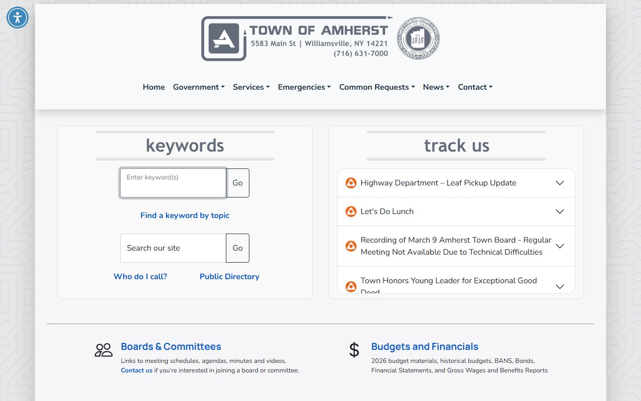 Amherst Town government court information for Amherst court records