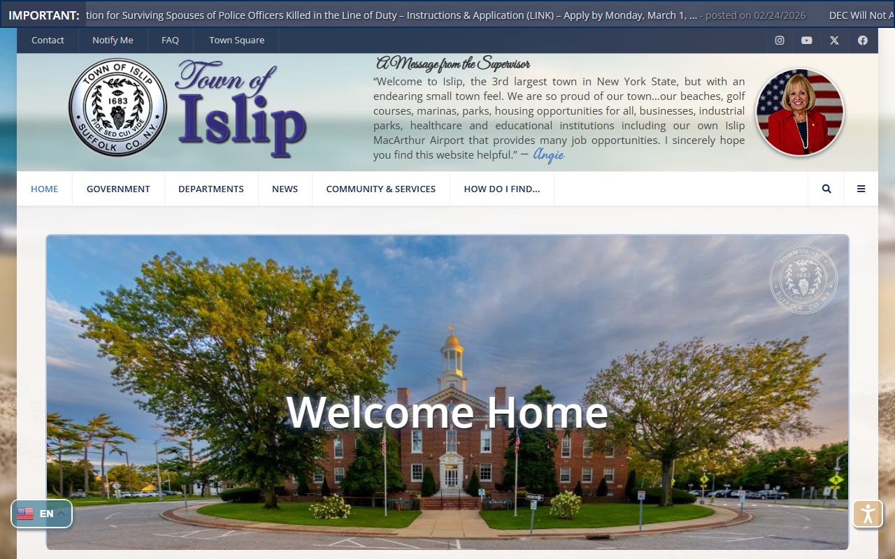 Islip Town government portal for court records information