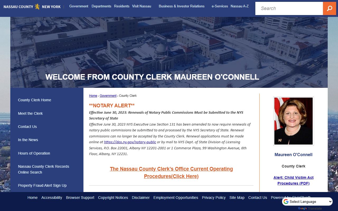 Nassau County Clerk online portal for searching Nassau County court records