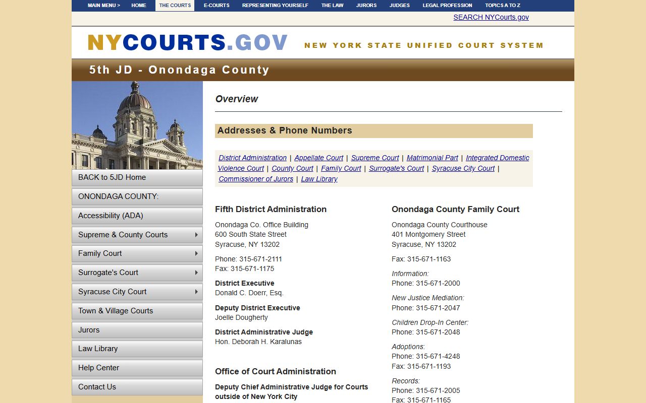 Onondaga County Supreme Court serving Syracuse court records