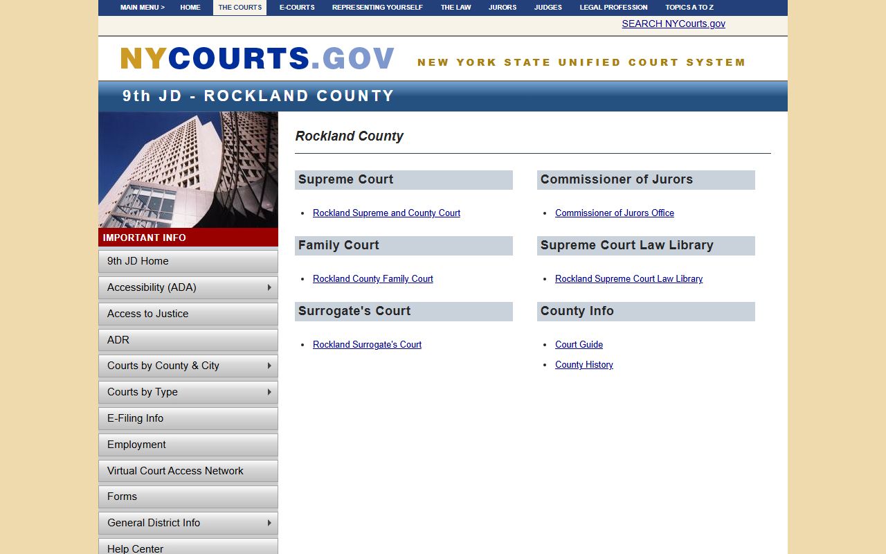 Rockland County courts portal for searching court records