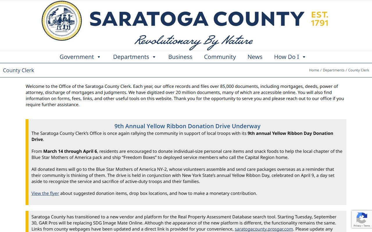 Saratoga County Clerk portal for searching court records