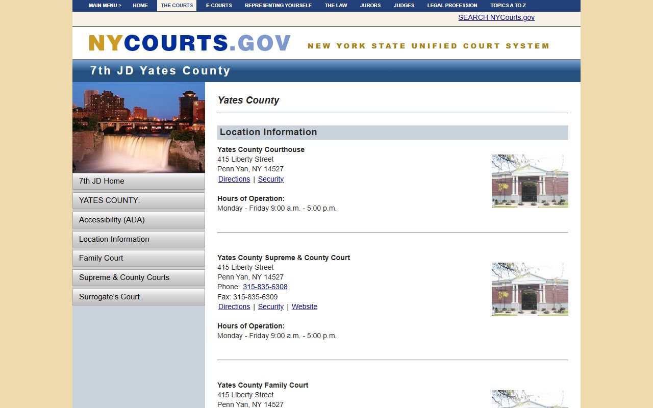 Yates County Clerk portal for searching Yates County court records