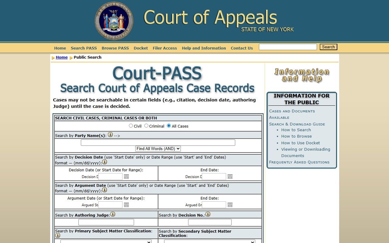 CourtPass portal for searching appellate court records related to Orange County cases