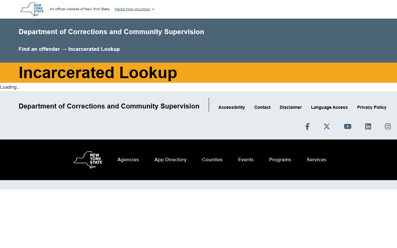 DOCCS Inmate Lookup tool for New York state prison records